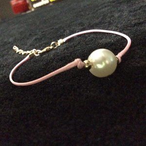 COPY - Single Pearl & Pink Cord Wrisltet